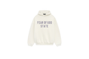 Fear of God Essentials FW24 Shell Hoodie flat lay showing light beige tone, soft cotton fleece and subtle Essentials chest logo.