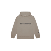 Fear of God Essentials Hoodie Taupe – vooraanzicht oversized taupe hoodie met subtiel Essentials-logo