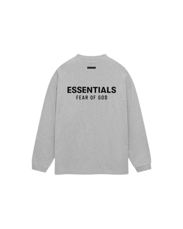 Fear of God Essentials Jersey Langarm-T-Shirt Hellgrau meliert