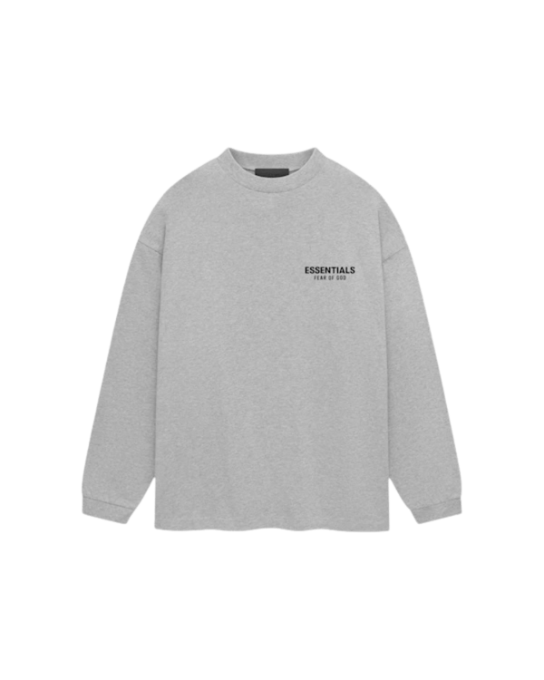 Fear of God Essentials Jersey Langarm-T-Shirt Hellgrau meliert