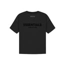 Back view of Fear of God Essentials Limo Black T-shirt featuring oversized Essentials graphic and loose fit design.