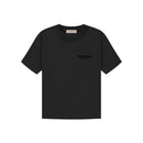Fear of God Essentials Limo Black T-shirt front view highlighting tonal black logo and premium cotton texture.