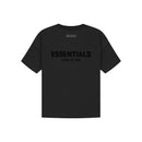 Back view of Fear of God Essentials Limo Black T-shirt featuring oversized Essentials graphic and loose fit design.