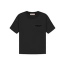 Fear of God Essentials Limo Black T-shirt front view highlighting tonal black logo and premium cotton texture.
