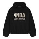 Zwarte Fear of God Essentials NBA hoodie met opvallend grijs NBA-logo, oversized pasvorm en zachte afwerking voor optimaal comfort en streetwearstijl