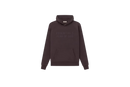 Model wearing Fear of God Essentials Plum Hoodie highlighting oversized relaxed fit, rich purple tone and signature streetwear design.