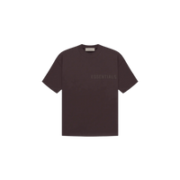 Fear of God Essentials Plum T-shirt front view highlighting deep plum color, relaxed silhouette and chest Essentials logo.