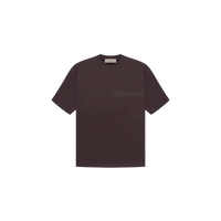 Fear of God Essentials Plum T-shirt front view highlighting deep plum color, relaxed silhouette and chest Essentials logo.