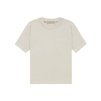 Fear of God Essentials Wheat T-shirt front view highlighting tonal logo print and premium relaxed fit.