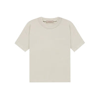 Fear of God Essentials Wheat T-shirt front view highlighting tonal logo print and premium relaxed fit.