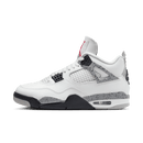 Air Jordan 4 Retro White Cement 2025 sneaker in wit leer met cementprint en zwarte details zijaanzicht
