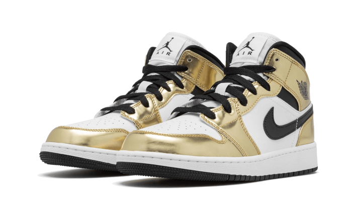 Air Jordan 1 Mid Weiß Metallic Gold (GS)