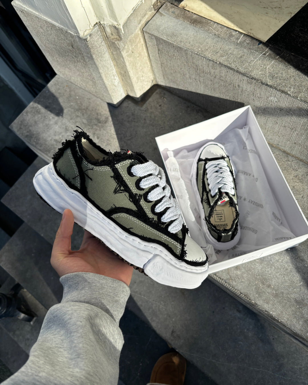 Maison Mihara Yasuhiro Peterson OG Sole Canvas Low Frayed Khaki