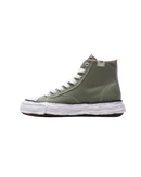 A11FW701-GRN Maison Mihara Yasuhiro Peterson 23 OG Sole Canvas High Green – vooraanzicht high-top canvas sneaker in diepgroen met handgevormde rubberzool 