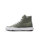 A11FW701-GRN Maison Mihara Yasuhiro Peterson 23 OG Sole Canvas High Green – vooraanzicht high-top canvas sneaker in diepgroen met handgevormde rubberzool 