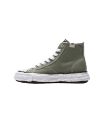 A11FW701-GRN Maison Mihara Yasuhiro Peterson 23 OG Sole Canvas High Green – vooraanzicht high-top canvas sneaker in diepgroen met handgevormde rubberzool 