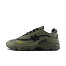 New Balance 1000 Dark Olivine zijaanzicht met zwarte details en futuristische zool