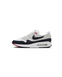 Nike Air Max 1 '86 Big Bubble Obsidian – zijkant met navy Swoosh, retro wit mesh en oversized Air-unit, te koop bij Snrkickz