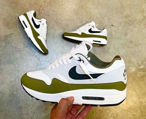 Nike Air Max 1 White Black Medium Olive