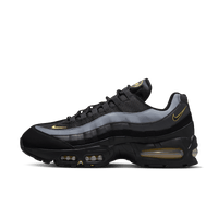 Nike Air Max 95 Big Bubble Batman Lifestyle Sneaker in zwart en anthracite met Buff Gold details – zijaanzicht.
