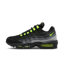 Nike Air Max 95 Black Neon Sneaker in zwart en grijs met felgele Volt Neon accenten – zijaanzicht.