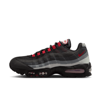Nike Air Max 95 OG Big Bubble Liverpool F.C. sneaker in zwart, grijs en Gym Red met heritage fade zijaanzicht.