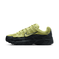 Nike P-6000 Premium Limelight – zijaanzicht met neon groen mesh en donkere overlays in Smoke Grey, retro-runner tech look via Snrkickz