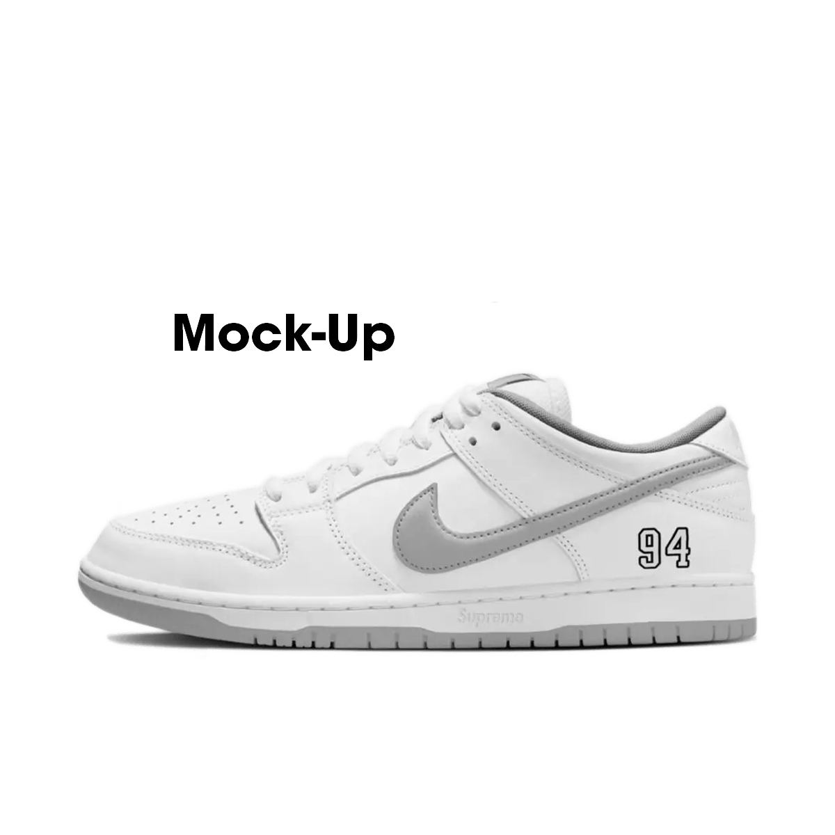 Nike SB Dunk Low Supreme 94 White Metallic Silver