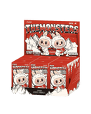 Pop Mart Labubu Coca‑Cola Series Vinyl Face – sealed blind box met klassieke Coca‑Cola rode achtergrond en Labubu geprint op het vinyl gezicht.