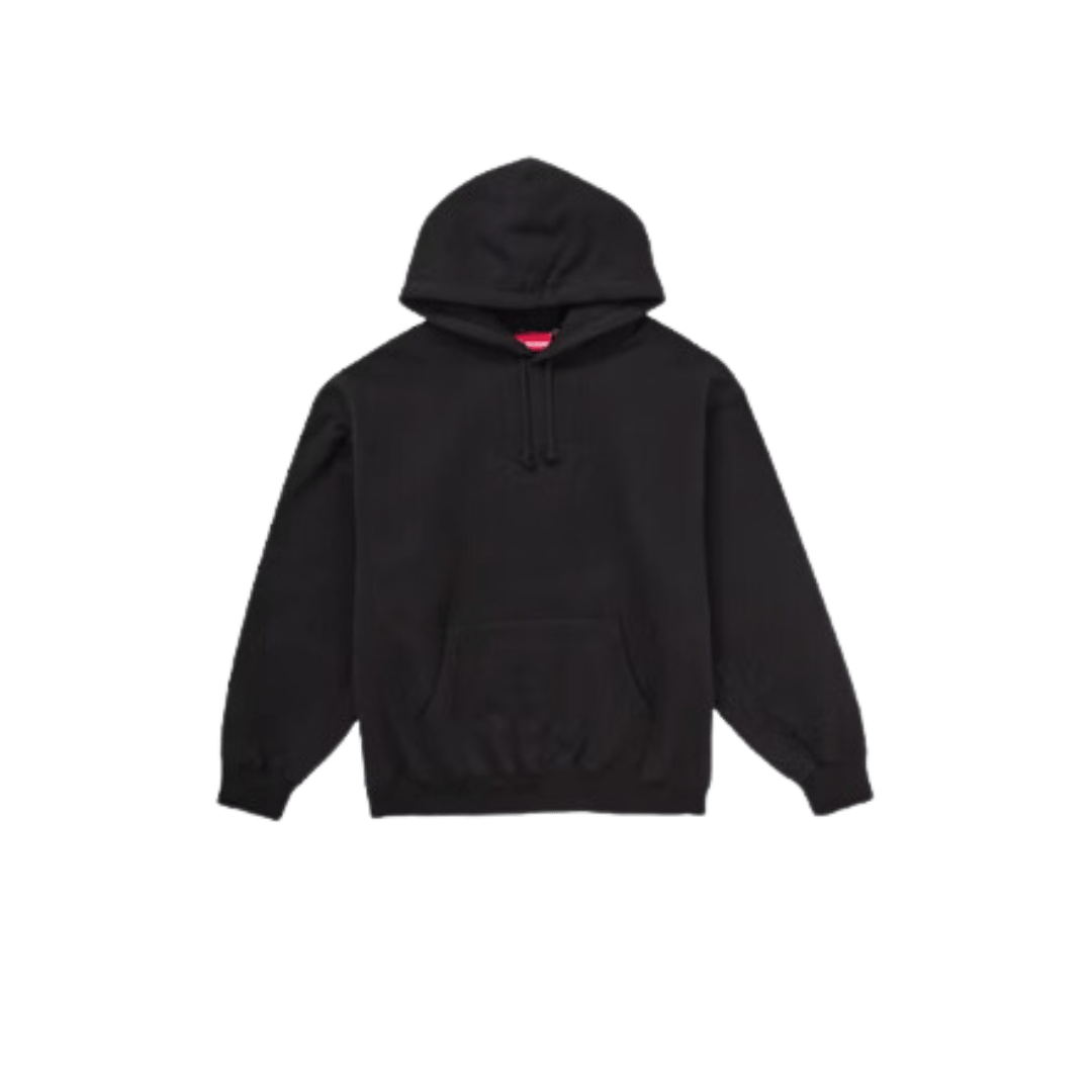 Supreme Satin Applique Hooded Sweatshirt Black FW24 | Snrkickz Supreme Satin Applique Hooded Sweatshirt Black FW24 | Snrkickz