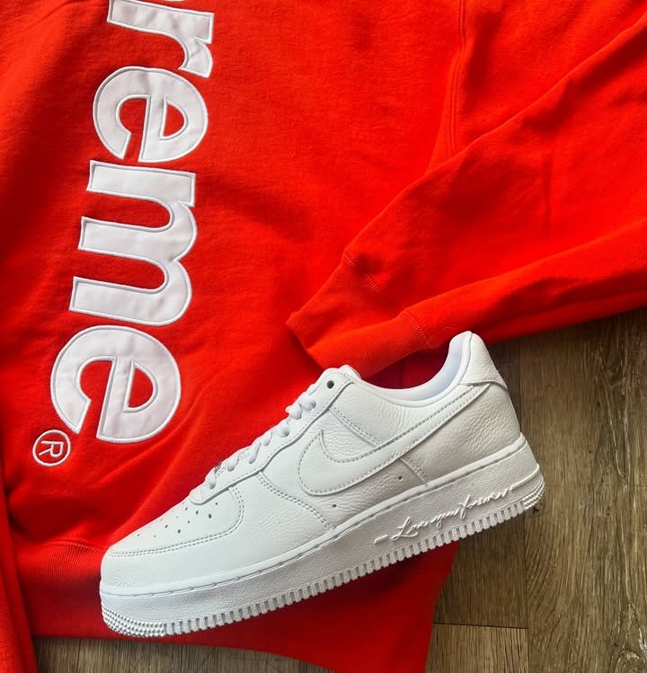 Supreme Satin Applique Hooded Sweatshirt (FW24) Bright Orange