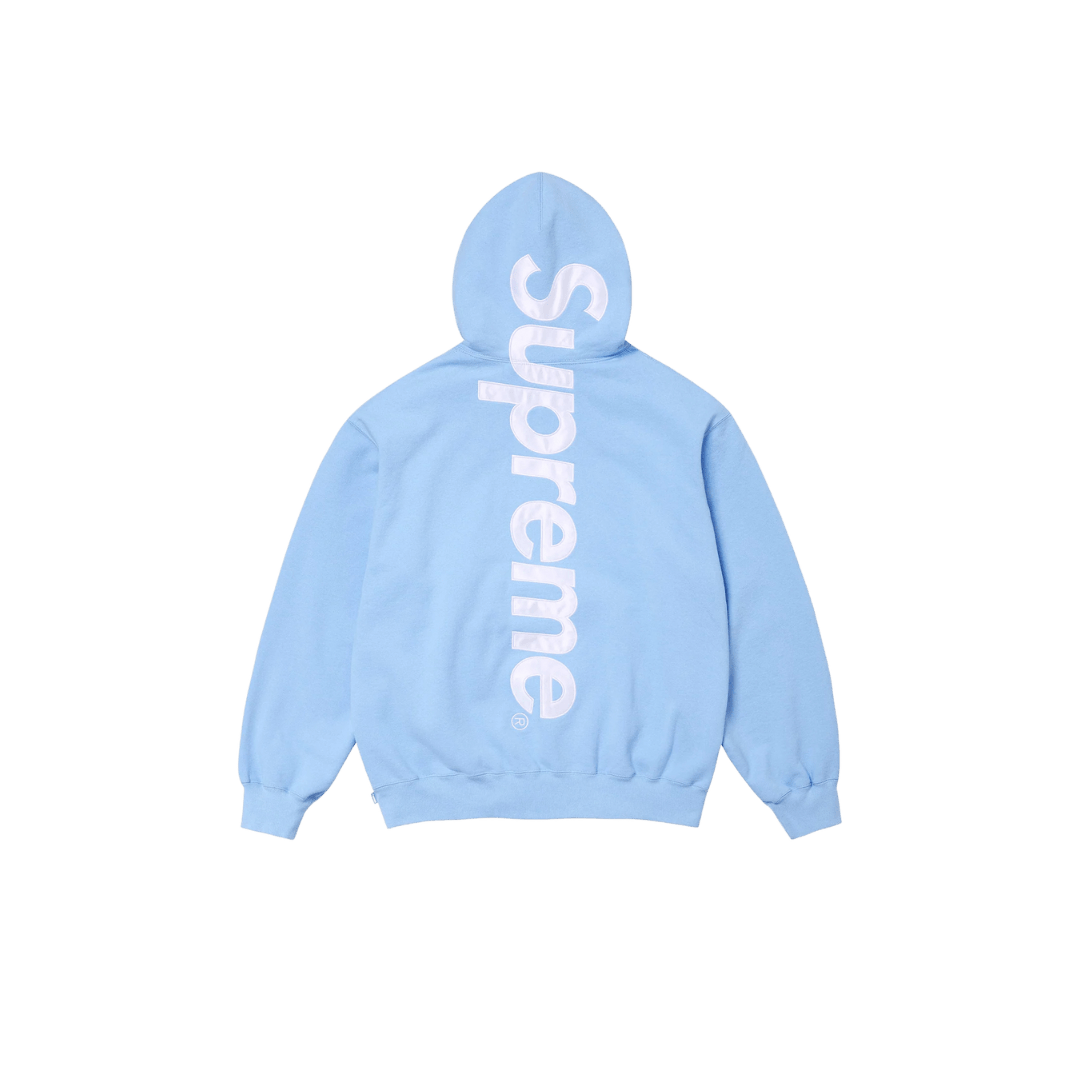 Supreme Satin Applique Hooded Sweatshirt (FW24) Light Blue